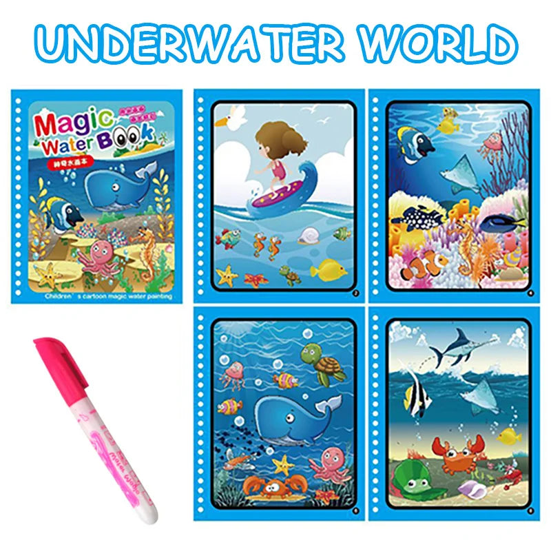 1Pcs Magical Book Water Drawing Montessori Toys Reusable Coloring Book Magic Water Drawing Book Sensory Early Education Toys