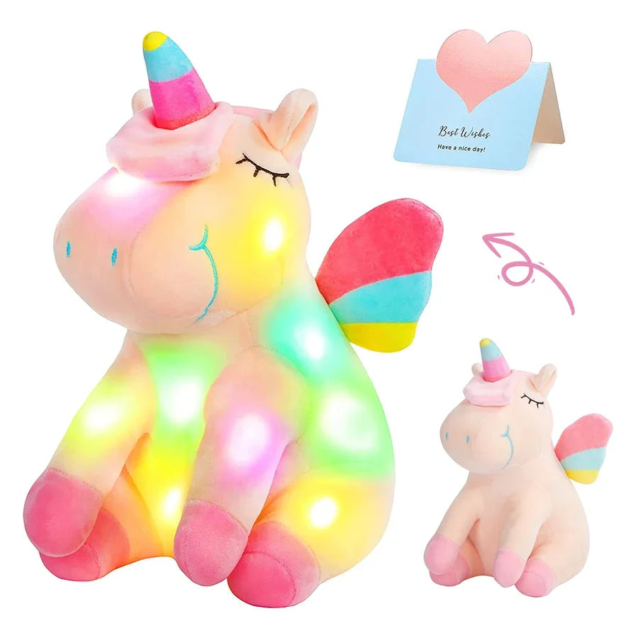 30Cm LED Light Musical Unicorn Plush Toys Soft Cute Green Pink Light-Up Stuffed Animals for Girls Birthday Gift Glowing Toy