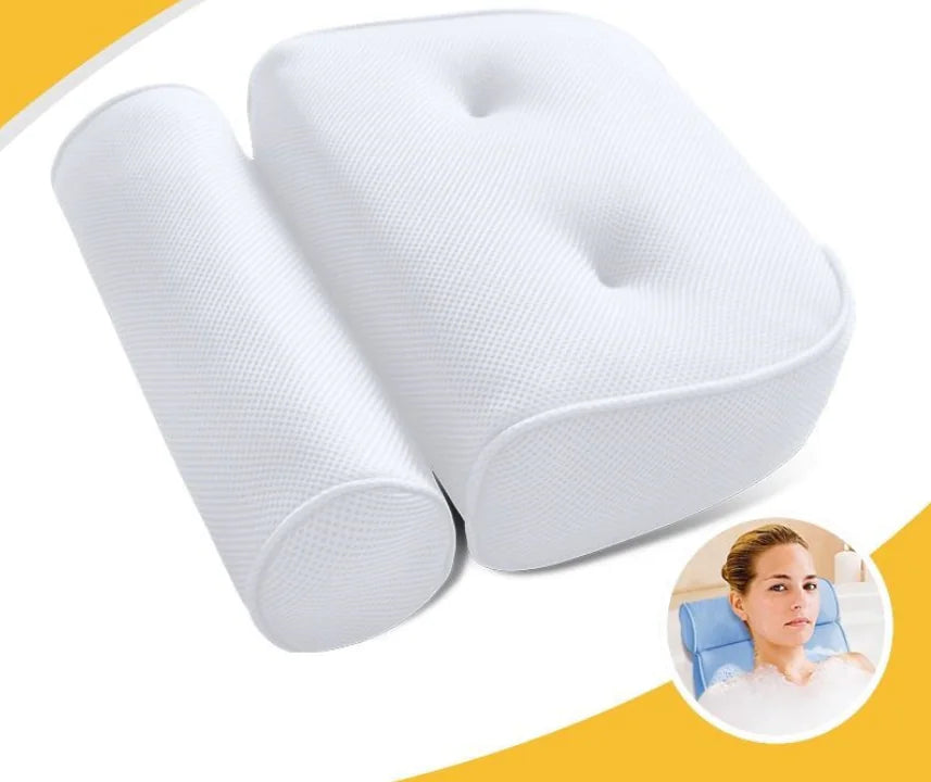 Bathtub Pillow with Suction Cups for Non-Slip Support